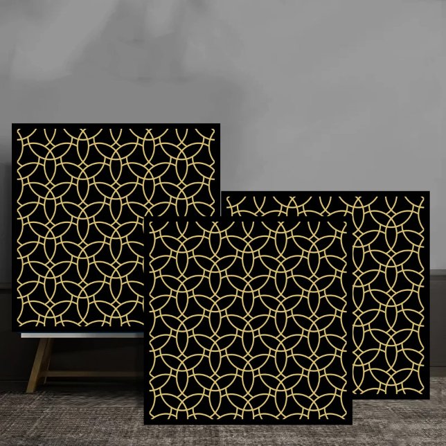 Azulejo De Cerâmica Elegant Golden Interlocking Circles luxury (Criador carregado)