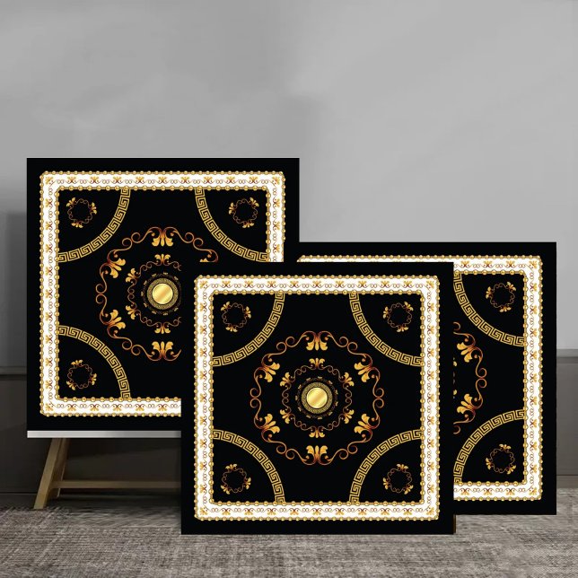 Azulejo De Cerâmica Elegant Greek Baroque Gold Frame Pattern luxury (Criador carregado)