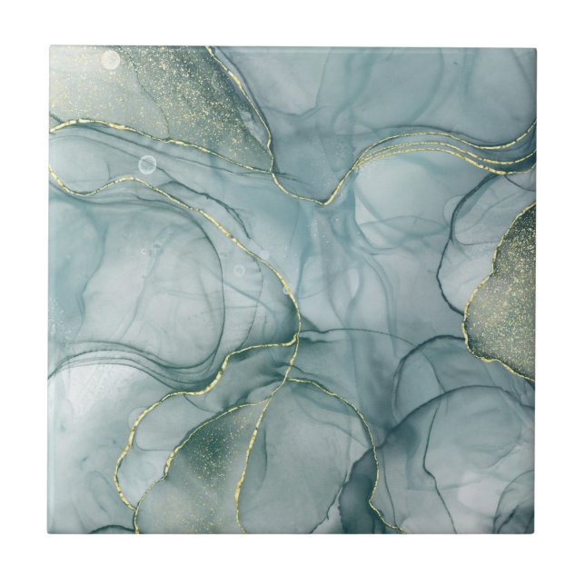 Azulejo De Cerâmica Elegant Green Marble Pattern Ceramic Tile (Frente)