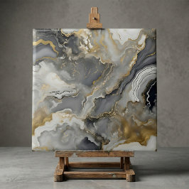 Azulejo De Cerâmica Elegant Grey and Gold Liquid Marble Agate