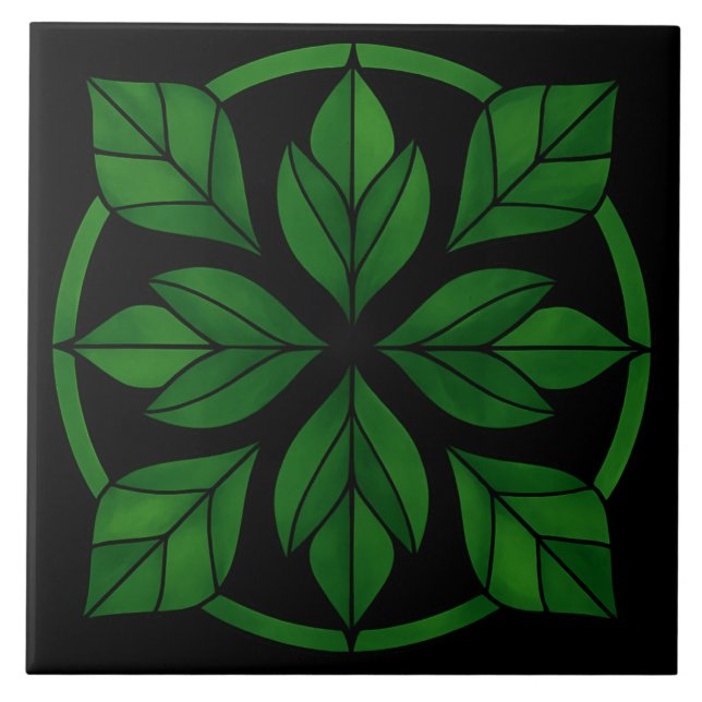 Azulejo De Cerâmica Elegant Leaves Pattern Ceramic Tile (Frente)