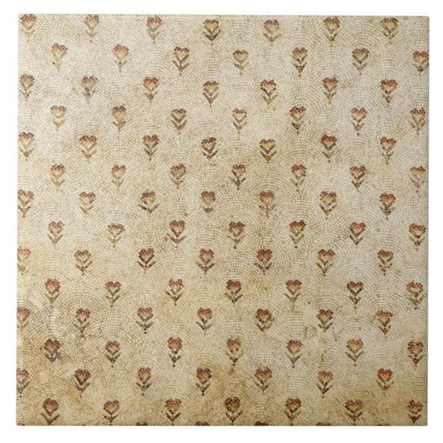 Azulejo De Cerâmica ELEGANT SIMPLE BYZANTINE MOSAIC FLOWERS Antique  (Frente)