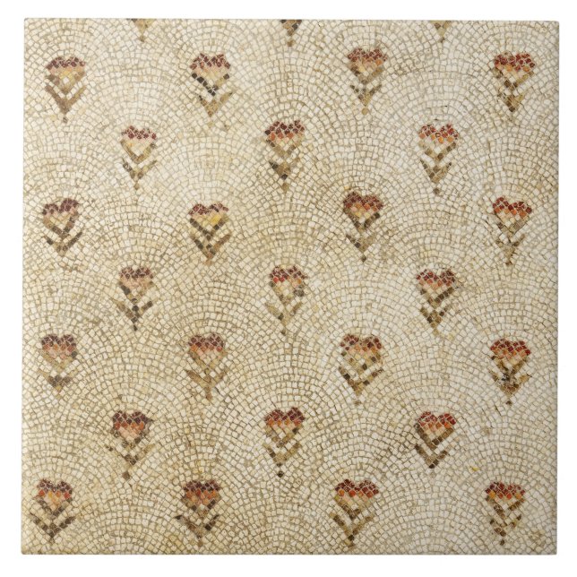 Azulejo De Cerâmica ELEGANT SIMPLE BYZANTINE MOSAIC FLOWERS Antique  (Frente)