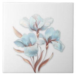 Azulejo De Cerâmica Elegant Turquoise Rose Gold Stylized Lilies