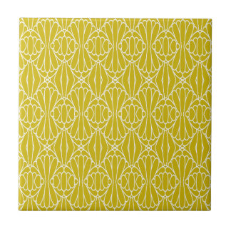 Azulejo De Cerâmica Elegant Yellow Art Deco Pattern with Diamond Motif