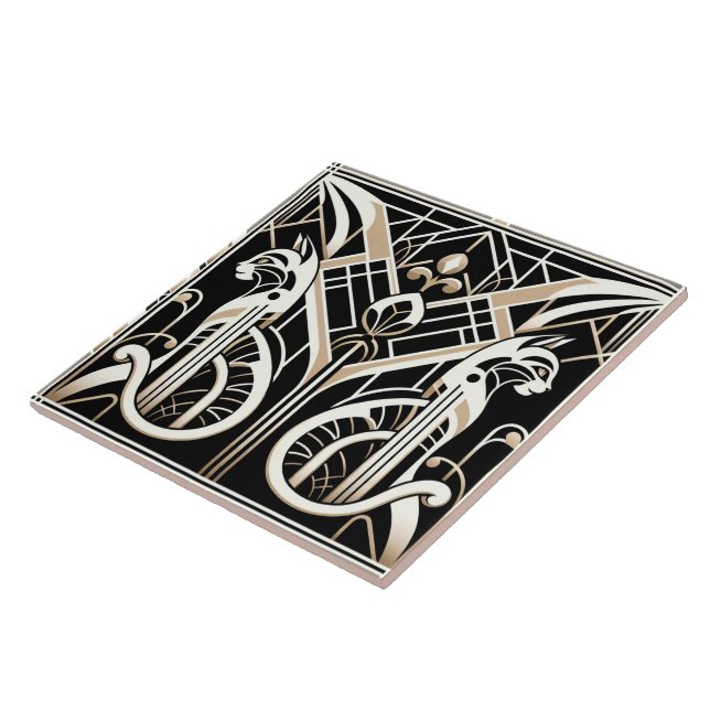 Azulejo De Cerâmica Elegante Art Deco cat (Lateral)