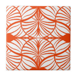 Azulejo De Cerâmica Elegante Art Deco Red & White Gouache Scallops