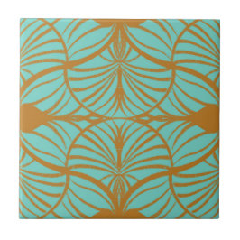 Azulejo De Cerâmica Elegante Art Deco Turquoise & Dourado Gouache Scal