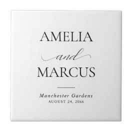 Azulejo De Cerâmica Elegante Caligrafia Clássica de Casamento