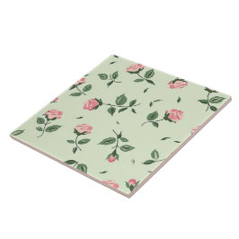 Azulejo De Cerâmica Elegante Chic Na moda Girly Flowers Rosa de Trendy