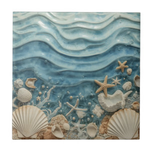 Azulejo De Cerâmica Elegante Concha 3D Cerâmica Costeira