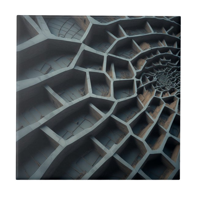 Azulejo De Cerâmica Elegante Design 3D - Labirinto Espiral de Arte Mod (Frente)