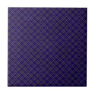 Azulejo De Cerâmica Elegante Design de Caixa Geométrica Dourada Azul E