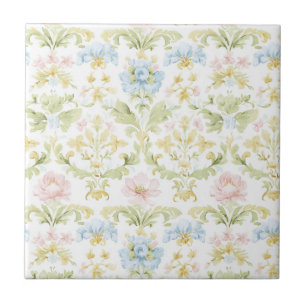 Azulejo De Cerâmica Elegante Design Floral Pastel Vintage