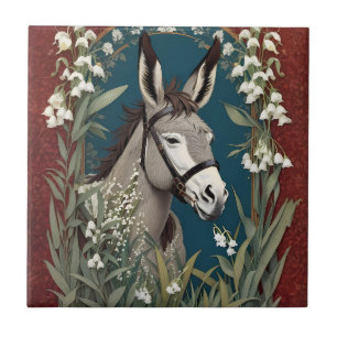 Azulejo De Cerâmica Elegante Donkey e Lily das Flores do Vale
