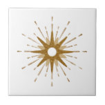 Azulejo De Cerâmica Elegante Dourado Starburst<br><div class="desc">Azulejo elegante com uma estrela de ouro retrorreflectora servindo de ponto focal central, complementado por elementos modernos de design de explosão estelar. Design simples e limpo; um design de uma coleção de coordenação. Crie seu próprio design personalizado usando os campos fornecidos ou use o botão "mensagem" para entrar em contato...</div>