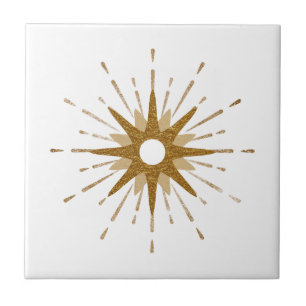 Azulejo De Cerâmica Elegante Dourado Starburst