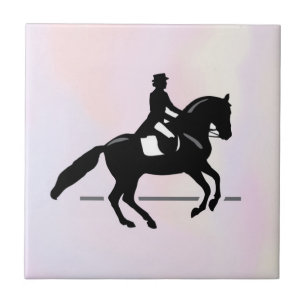 Azulejo De Cerâmica Elegante Dressage Rider em um Fundo de Aquarela