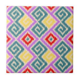 Azulejo De Cerâmica Elegante e alegre padrão de ikat mexicano Cozinha 