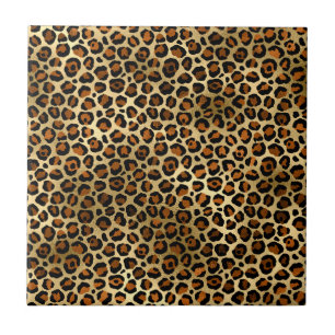 Azulejo De Cerâmica Elegante Estampa Animal Leopardo Cobre Dourado