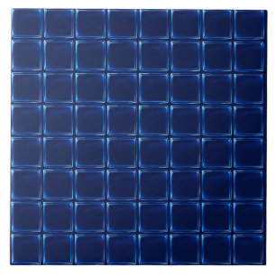 Azulejo De Cerâmica Elegante estiloso Xadrez de Buffalo Azul Meia-Noit