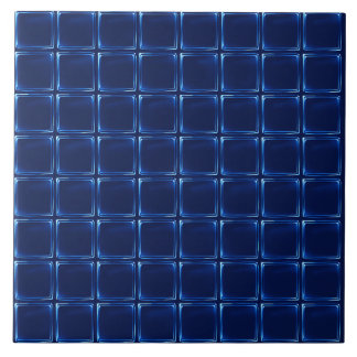 Azulejo De Cerâmica Elegante estiloso Xadrez de Buffalo Azul Meia-Noit