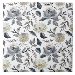 Azulejo De Cerâmica Elegante Floral Botânico Aquarela Vintage