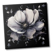 Elegante Floral Branco e Preto