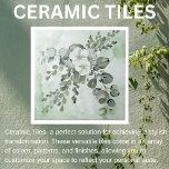 Azulejo De Cerâmica Elegante Floral com Greenery<br><div class="desc">Florais Elegantes e Greenery em tons verdes de lavagem a aquarela. Um design silencioso perfeito para salas de entrada, jantares e áreas vivas. Também temos azulejo com apenas os efeitos de aquarela para misturar e combinar. Adiciona um toque exclusivamente ousado à sua bela decoração doméstica. Temos uma grande variedade de...</div>