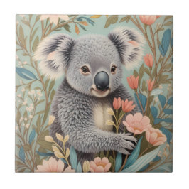 Azulejo De Cerâmica Elegante Floral Pastel de Coala Fofo