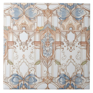 Azulejo De Cerâmica Elegante Floral Pastel Vintage Nouveau