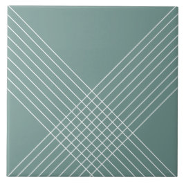 Azulejo De Cerâmica Elegante Geométrico Moderno em Verde Sage