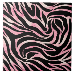 Azulejo De Cerâmica Elegante Glitter de Ouro Rosa Estampa de Animal Pr