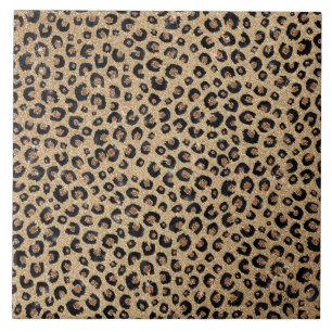 Azulejo De Cerâmica Elegante Glitter Dourado Impressão de Leopardo Pre