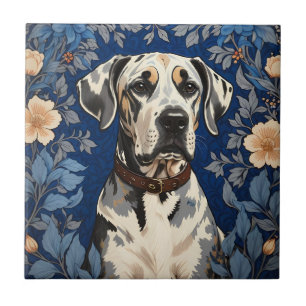 Azulejo De Cerâmica Elegante Grande Danês Inspirado em William Morris