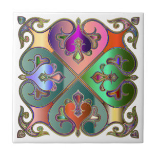 Azulejo De Cerâmica Elegante Jewel-Tone Arabesque Abstrato personaliza