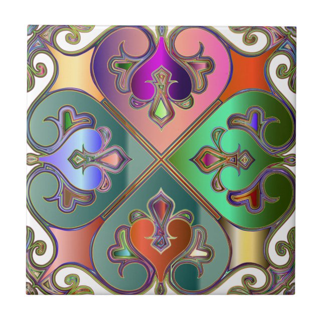 Azulejo De Cerâmica Elegante Jewel-Tone Arabesque Abstrato personaliza (Frente)