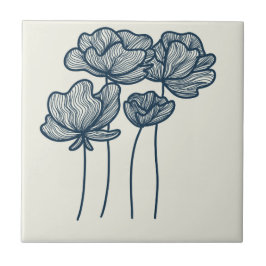 Azulejo De Cerâmica Elegante Line Art Floral Design