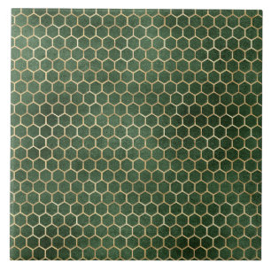 Azulejo De Cerâmica Elegante Mel Colmeia Dourada Verde