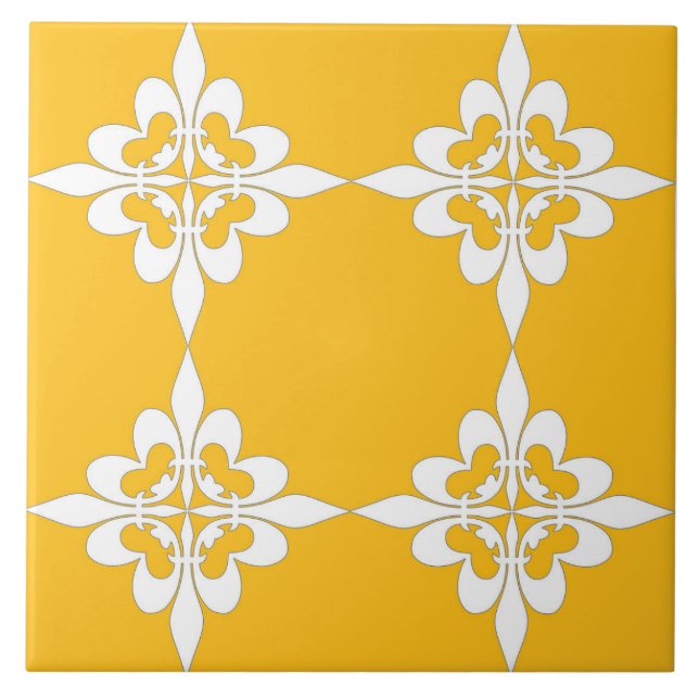 Azulejo De Cerâmica Elegante, moderno, ornamental, amarelo-mostarda, b (Frente)