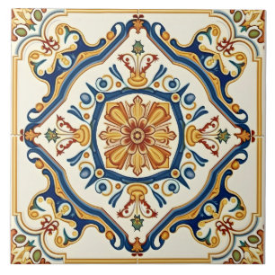 Azulejo De Cerâmica Elegante Ornamentado Colorida Espanhol