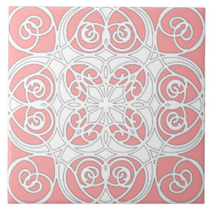 Azulejo De Cerâmica Elegante, ornamental, moderna, rosa pastel, branco