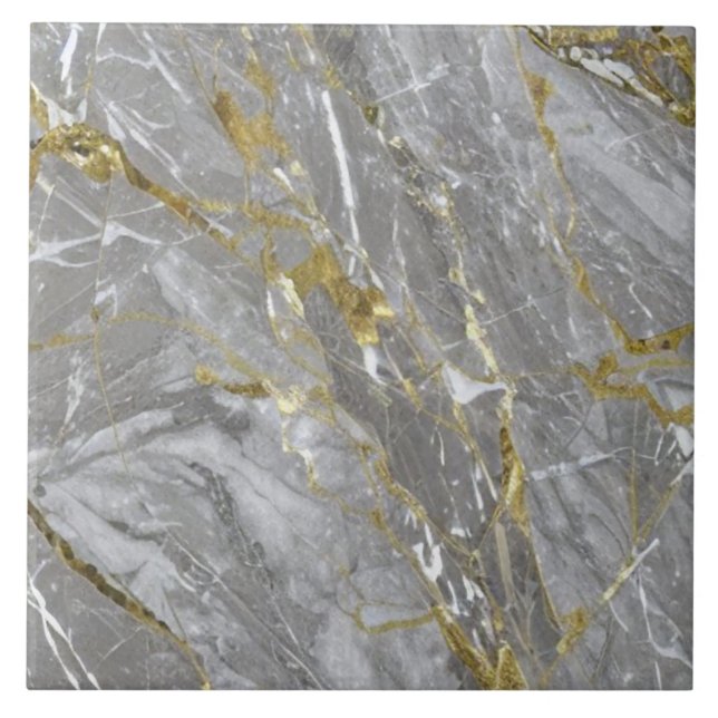 Azulejo De Cerâmica Elegante Ouro Veins Marble (Frente)