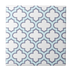 Azulejo De Cerâmica Elegante padrão de quatro folhas marroquino azul c