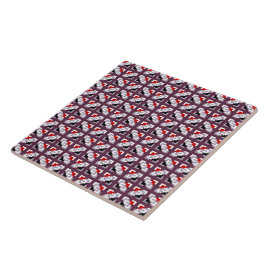 Azulejo De Cerâmica Elegante Padrão Geométrico de Ameixa e Vermelho Pr