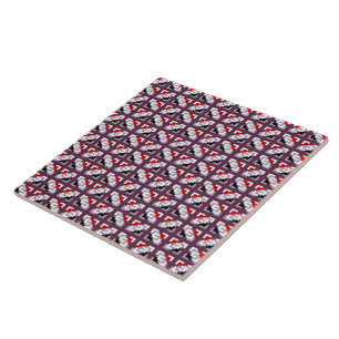 Azulejo De Cerâmica Elegante Padrão Geométrico de Ameixa e Vermelho Pr