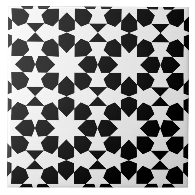 Azulejo De Cerâmica Elegante Preto e Branco (Frente)