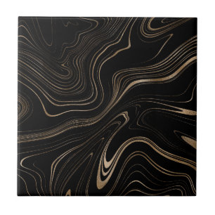 Azulejo De Cerâmica Elegante Preto E Dourado Padrão Marble Aestetic