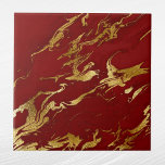 Azulejo De Cerâmica Elegante Red Dourado Faux Marble Christmas<br><div class="desc">Padrão de mármore vermelho e Dourado legante</div>