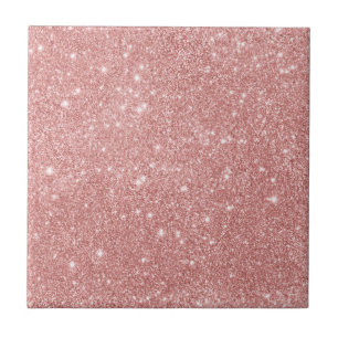 Azulejo De Cerâmica Elegante Rosa de Lúpulo Glitter Faux Glitter